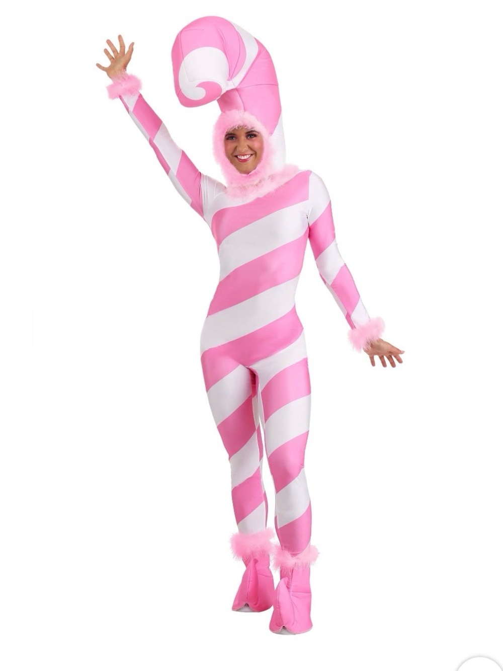 Pink & White Swirl Candy Halloween Bodysuit - Women
